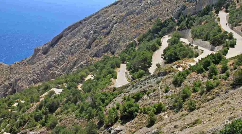 Paved road leading to Ancient Thera