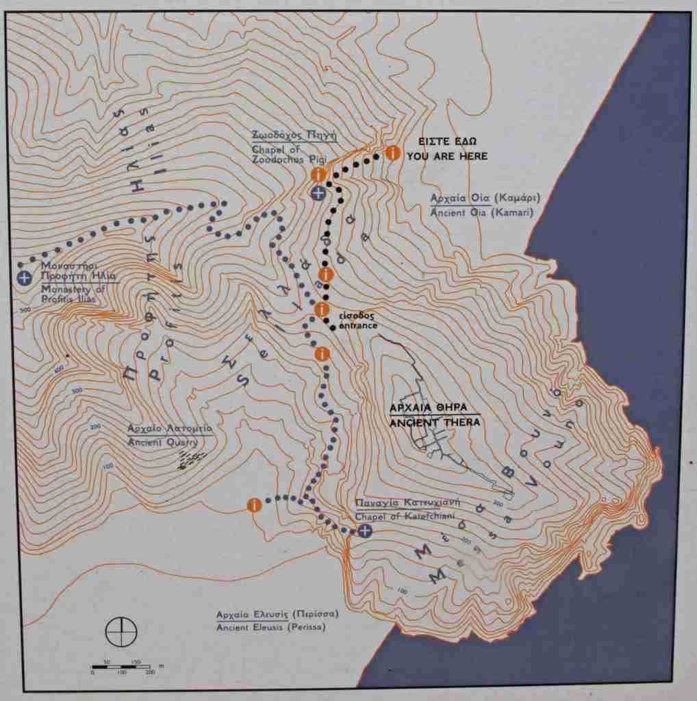Mappa trekking Ancient Thera